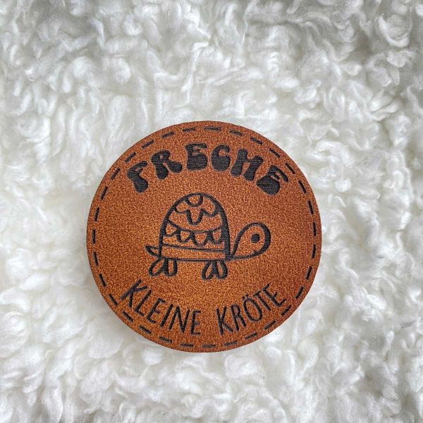Aufnäher Label - Schildkröte rund braun - für einzigartige Nähprojekte, Strickwerke & Gebasteltes