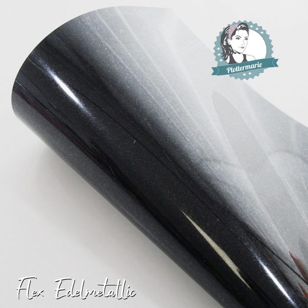 Flexfolie für Textildruck Edelmetallic A4 schwarz - Plotterfolie von Plottermarie Flex 90µ