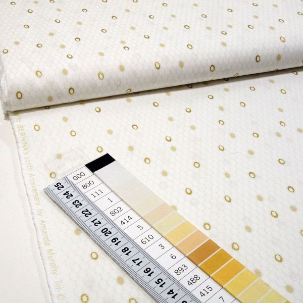 Baumwolle Ovals Punkte weiß gold - Jubilee für Berninas 125th Anniversary