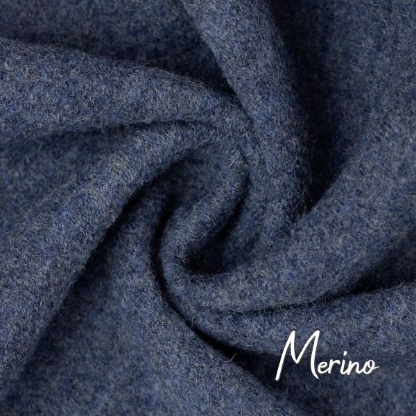 Merino aus 100% Schurwolle - Wollstoff blau meliert von Swafing Wollwalk Walkloden