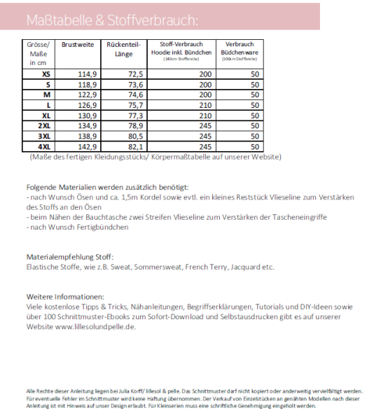 Schnittmuster Comfort Hoodie für Herren Lillesol men No.5 Gr. XS - 4XL
