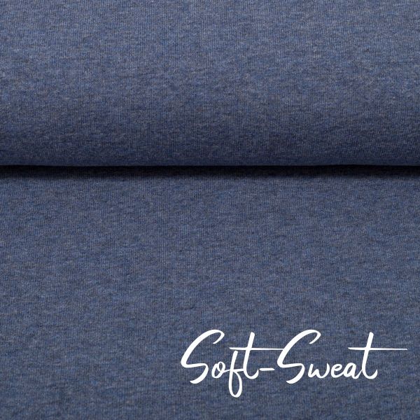 Soft Sweat uni blau meliert - HEIKE Melange von Swafing