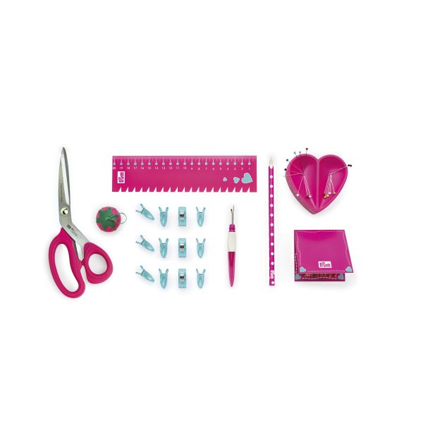 Nähen Starter Set von PRYM pink – Schere Handmaß, Clips, Nahttrenner, Nadeln, Kreide 8tlg.