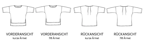 Schnittmuster FRAU MAKI • kastige Bluse mit langem Rücken von Studio Schnittreif • Gr. XS-XXL