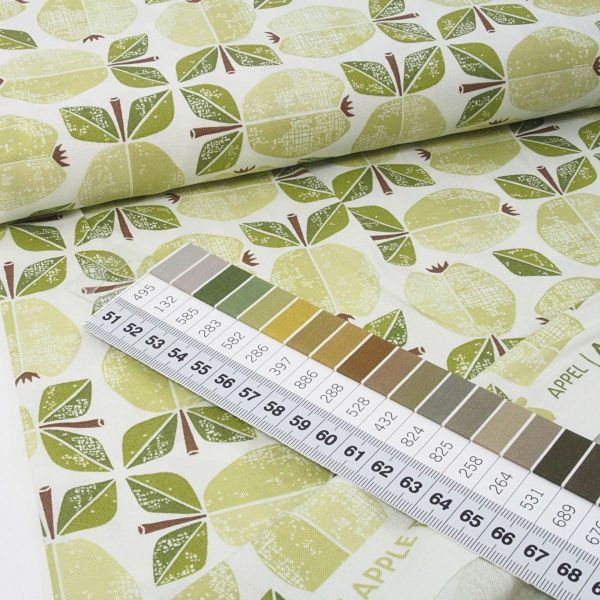 Baumwolle Retro Äpfel grün – Apple Serie Under the Apple Tree by Cotton & Steel