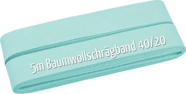 5m Schrägband aus Baumwolle mint aqua - Baumwollschrägband 40/20/10