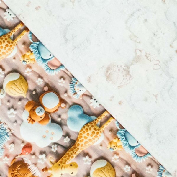 3D Animal Fun Giraffe Elefant – knuffiger Baumwolljersey für kreative Kinderoutfits