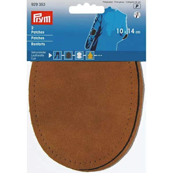 2 Reparatur Patches Velourleder camel hellbraun oval 14x10cm für Ellenbogen Knie Leder Flicken