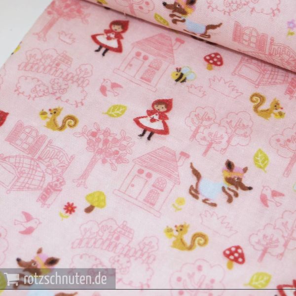 Baumwolle Musselin / Double Gauze Kokka – Red Riding Hood rose – Rotkäppchen rosa