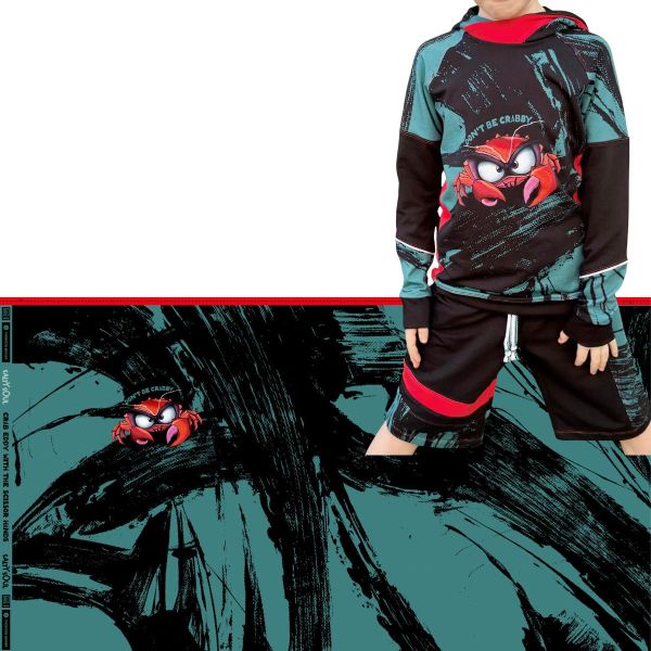 French Terry Eddie the Crab - Krabbe petrol - Salty Soul by Thorsten Berger - 85cm Panel