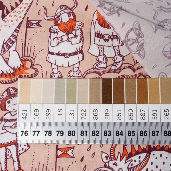 Bio Baumwolle Wikingerleben beige – Lillestoff Drachen & Wikinger by susalabim