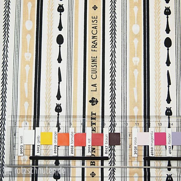 Baumwolle OOH LA LA Stripes – Besteck Streifen schwarz gold von Riley Blake