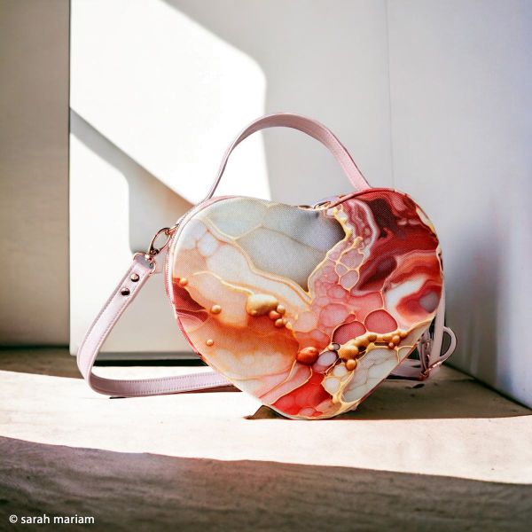 Oxford Gewebe für Taschen - Flowing Bloom - Marmor coral gold – Design von Sarah Mariam für Swafing