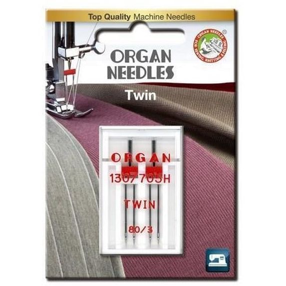 ORGAN Nähmaschinen Nadeln – 2x TWIN 80/3 – Doppel Flachkolbennadel