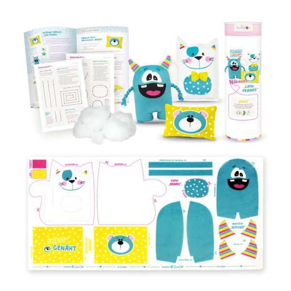 Kullaloo Nähkurs LITTLE FRIENDS – Nähset für ein Monster Katze und Kissen