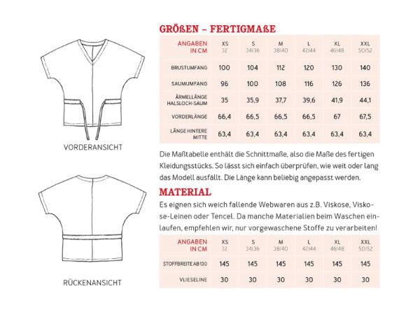 Schnittmuster FRAU YUUKA • leichte Tunika Bluse für Damen • Gr. XS-XXL