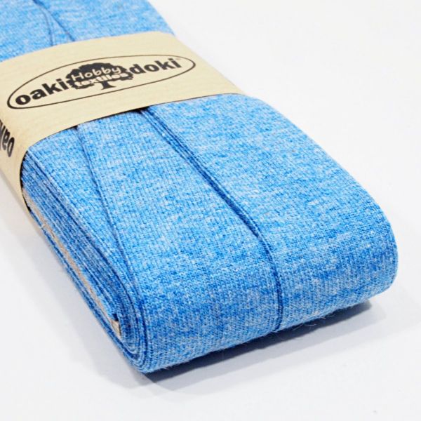 3m Elastisches Schrägband aus Jersey jeansblau meliert - Jerseyschrägband 40/20/10