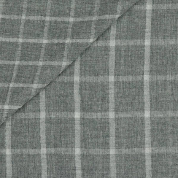 Baumwolle Musselin Karo hellgrau – Double Gauze Melange Check grey