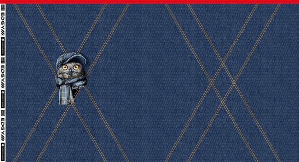 Sweat Eule mit Hut blau - Owly You von Thorsten Berger – 85cm Panel French Terry