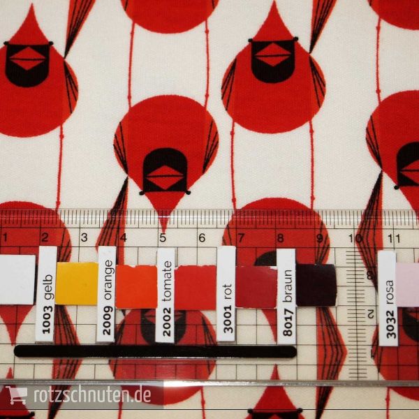 Bio Jersey Interlock BIRCH Charley Harper – Cardinal Stagger – roter Vogel