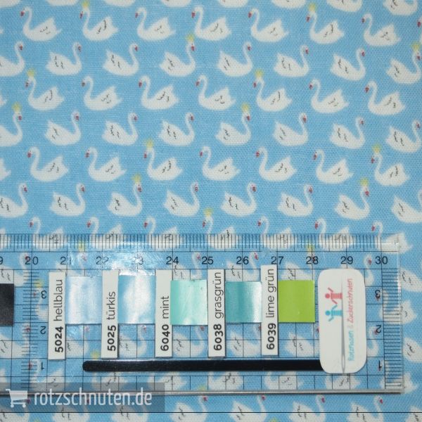 Baumwolle Musselin / Double Gauze Kokka – Swan blue – Schwäne hellblau