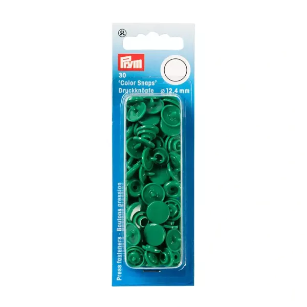 30 Prym Color Snaps – Grasgrüne Druckknöpfe (Ø 12,4 mm) für Kleidung & Accessoires