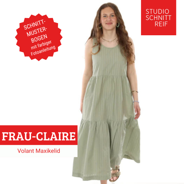 Schnittmuster FRAU CLAIRE • Volant Maxikleid von Studio Schnittreif • Gr. XS-XXL