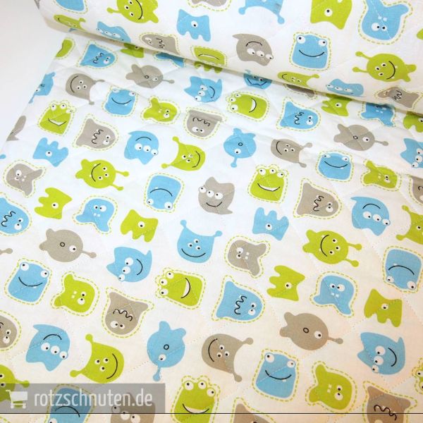 Stepper Baumwolle - Kleine Monster weiß – doubleface