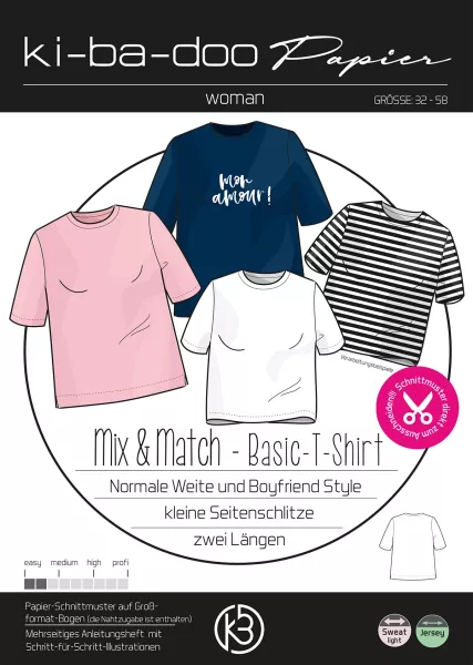 Schnittmuster Shirt Damen – Mix & Match von KiBaDoo Gr. 32-58
