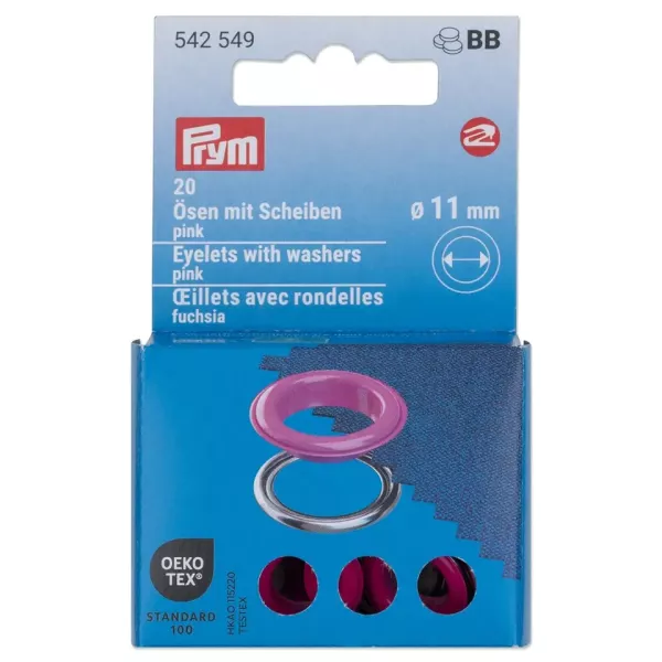 20 Ösen mit Scheiben 11mm pink - für das Prym Vario Creative Tool