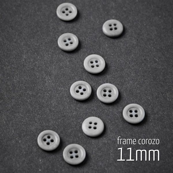 Knopf rund 11mm hellgrau - 4 Loch Frame Corozo Button sky von meetMILK