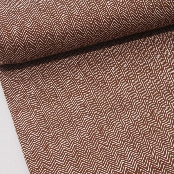 Jersey kleines Zickzack braun – Chevron Serie Autumn Bunny von Swafing