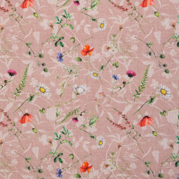 Deko Baumwollstoff mit Feldblumen Gräser altrosa - Serie Wilma von Swafing