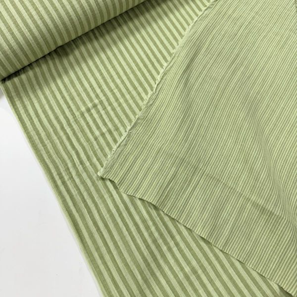 Doubleface Musselin Salbei Grün gestreift