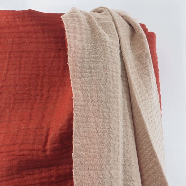 Musselin 2farbig rost rot creme rose – Double Gauze doubleface Frieda