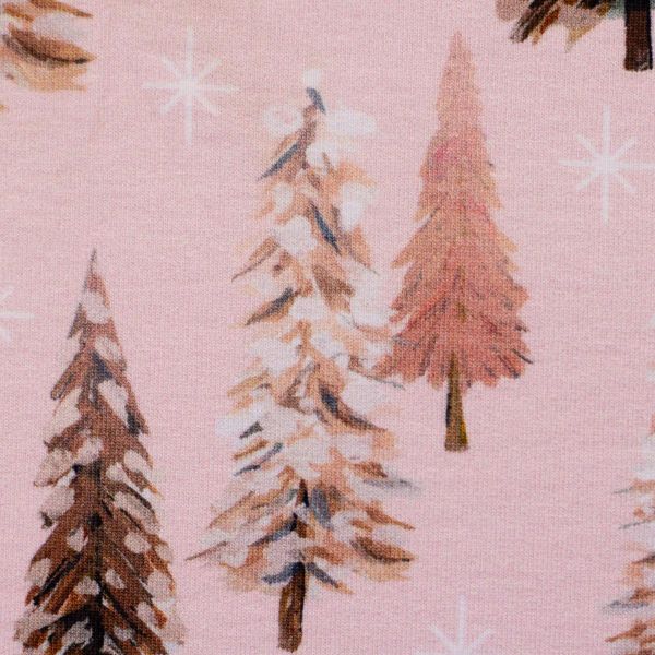 Sweat mit rosa Tannenbäumen Winter Weihnachten Schnee - French Terry Holly by Swafing