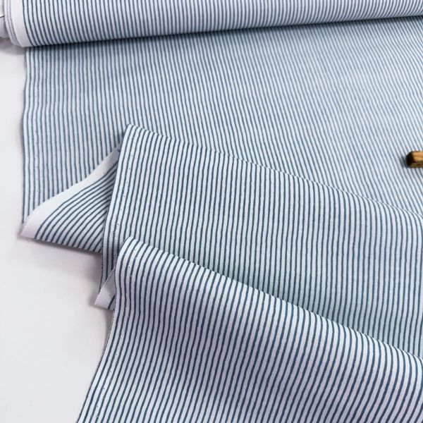 Baumwolle feine Streifen helles blau - Serie Fehmarn von Westfalenstoffe