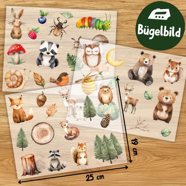 Bügelbilder Set Waldfreunde – 42 Motive für kleine Naturfans (3 Bögen)