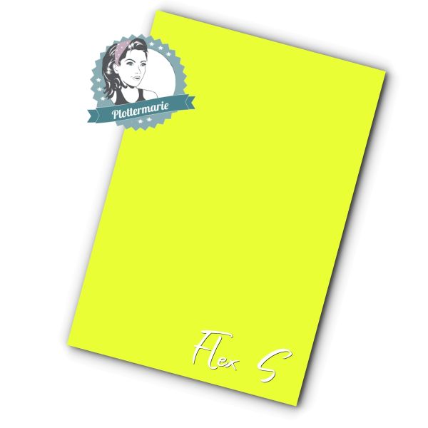 Flexfolie für Textildruck neon gelb A4 - Plotterfolie von Plottermarie Flex S Premium 80µ