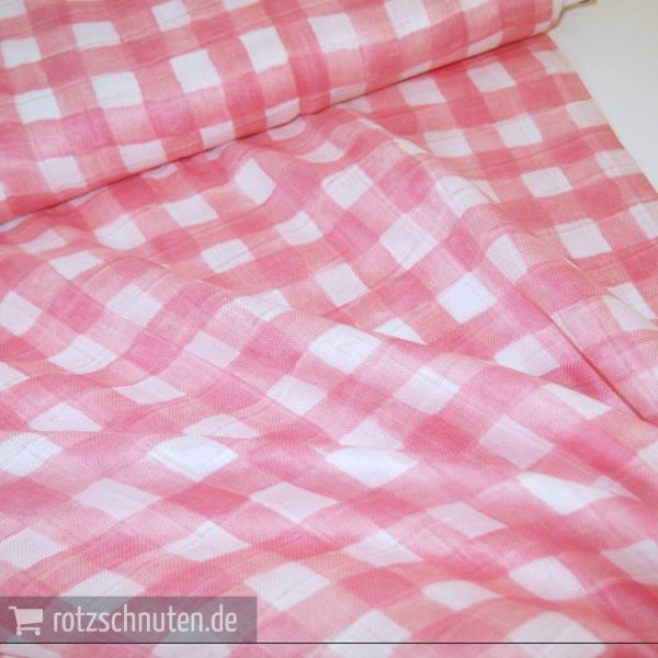Baumwolle | Double Gauze Michel Miller Karo rosa weiß