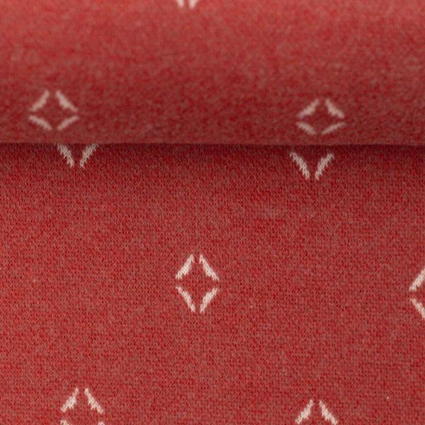 Jacquard Strickstoff Rauten rotbraun terracotta – Kuschelstrick von Swafing