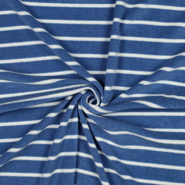 Sommerfrottee mit Streifen blau weiß - Terry Cloth Stripes blue