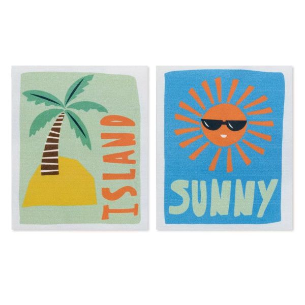 Bügelbilder Set SUNNY ISLAND Sonne Palmen Sommer - 2 Applikationen zum Aufbügeln