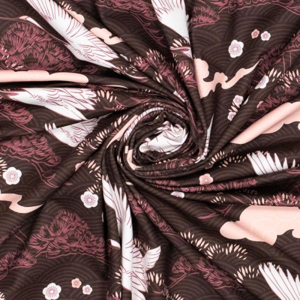 YOGA STRETCH Bird beere - Funktionsjersey für Sportbekleidung Kranich Blüten Asia