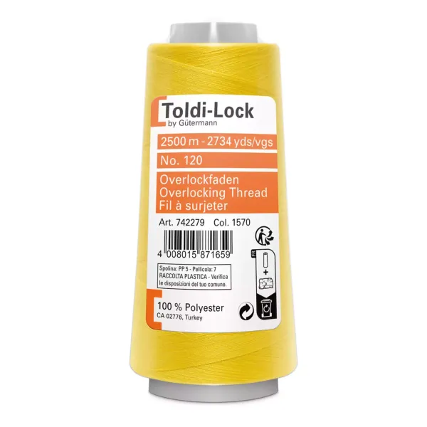 Gütermann Toldi-Lock Overlockgarn 2500 m – Gelb 1570 – No. 120
