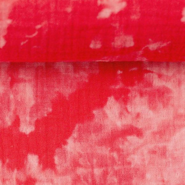Baumwolle Musselin Batik rot – Double Gauze Jakob von Swafing