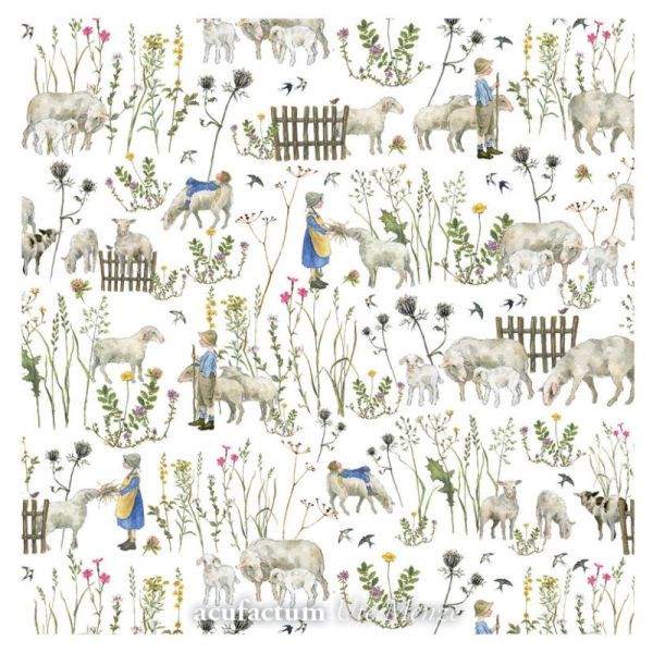 acufactum Sommerkinder und Schafe Baumwolle mit Kräuterwiese weiß bunt