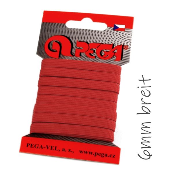5m schmales Gummiband dunkles rot - 6mm breit