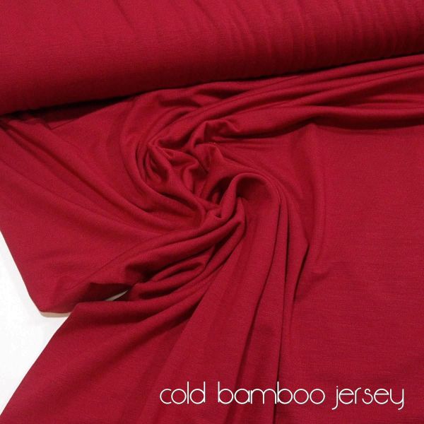 Viskose Jersey knitterfrei aus Bambus bordeaux rot - cold bamboo jersey knit