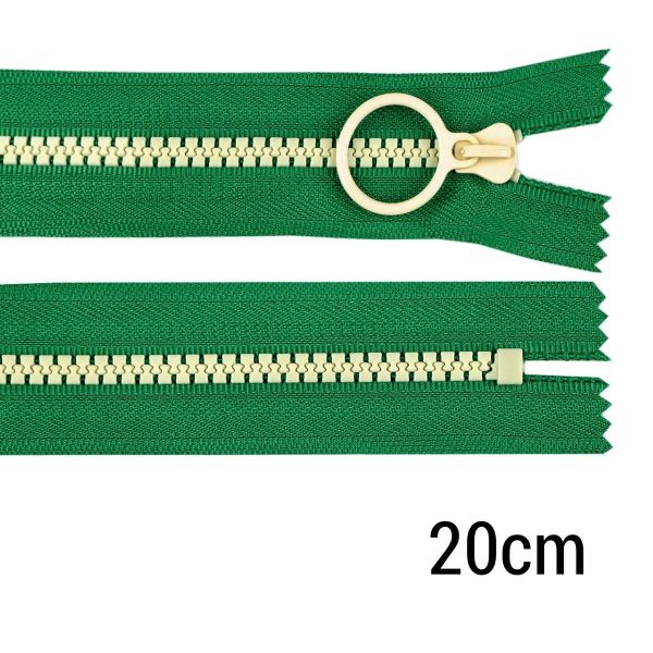 Reißverschluss Profil 20cm lang nicht teilbar für Taschen & Mäppchen grün creme